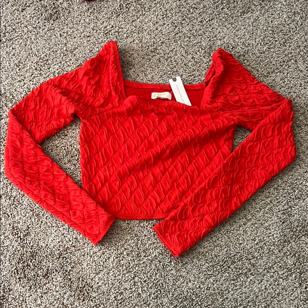Red Textured Women's Top